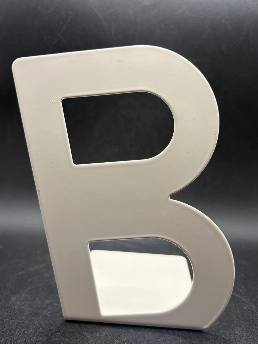 IKEA Billy Letter B Bookend Slanted Metal White Tone Minimalist Shelf Decor